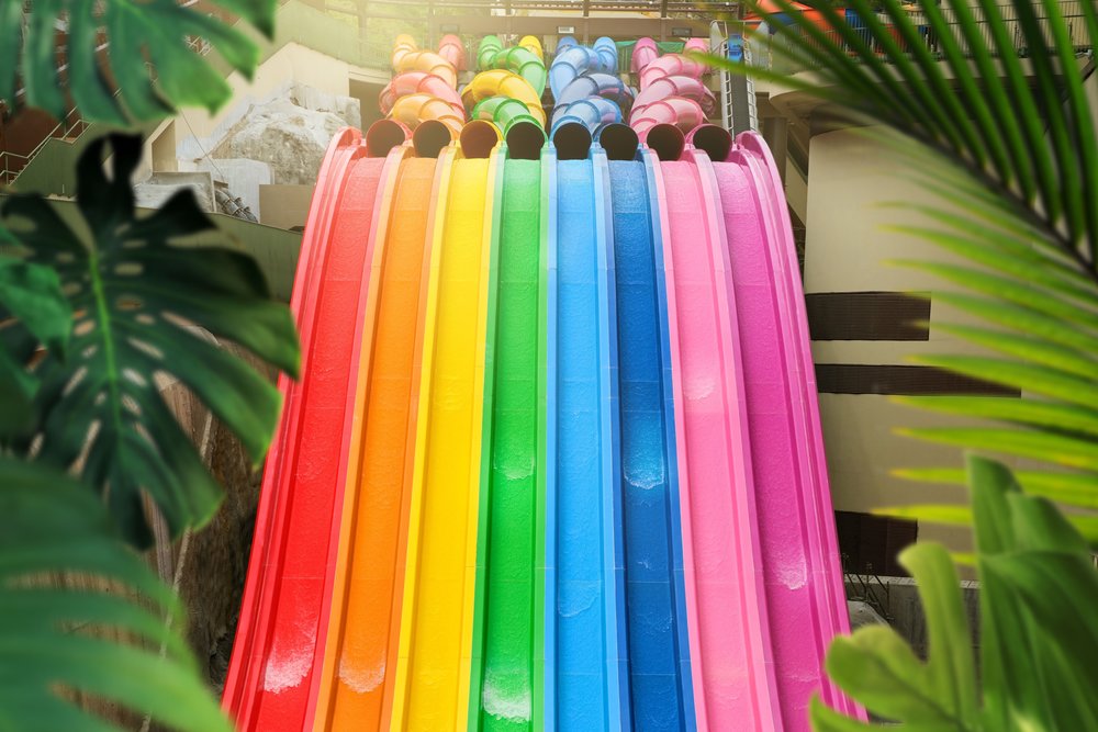 colorful slides in ocean park hong kong's water world