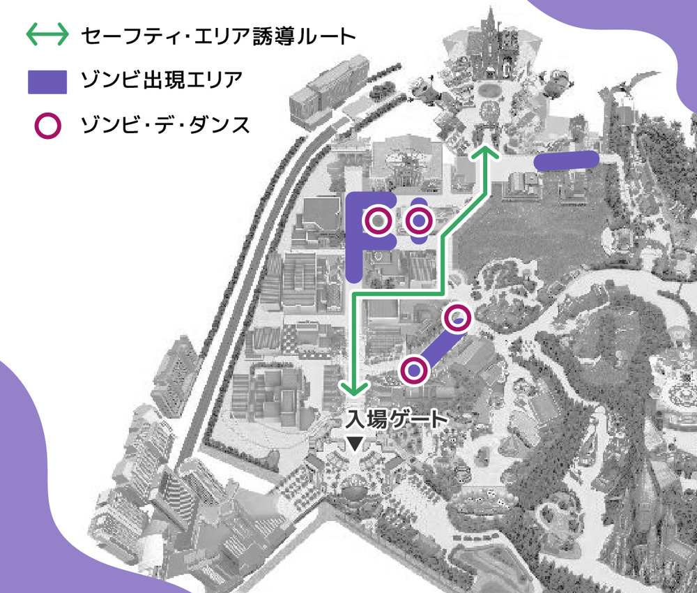 USJ ハロウィーンマップ セーフティ・エリア誘導ルート
