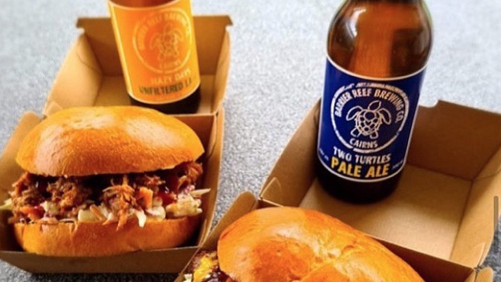 Beer is best enjoyed with burgers and chips Credit: @barrierreefbrewingco