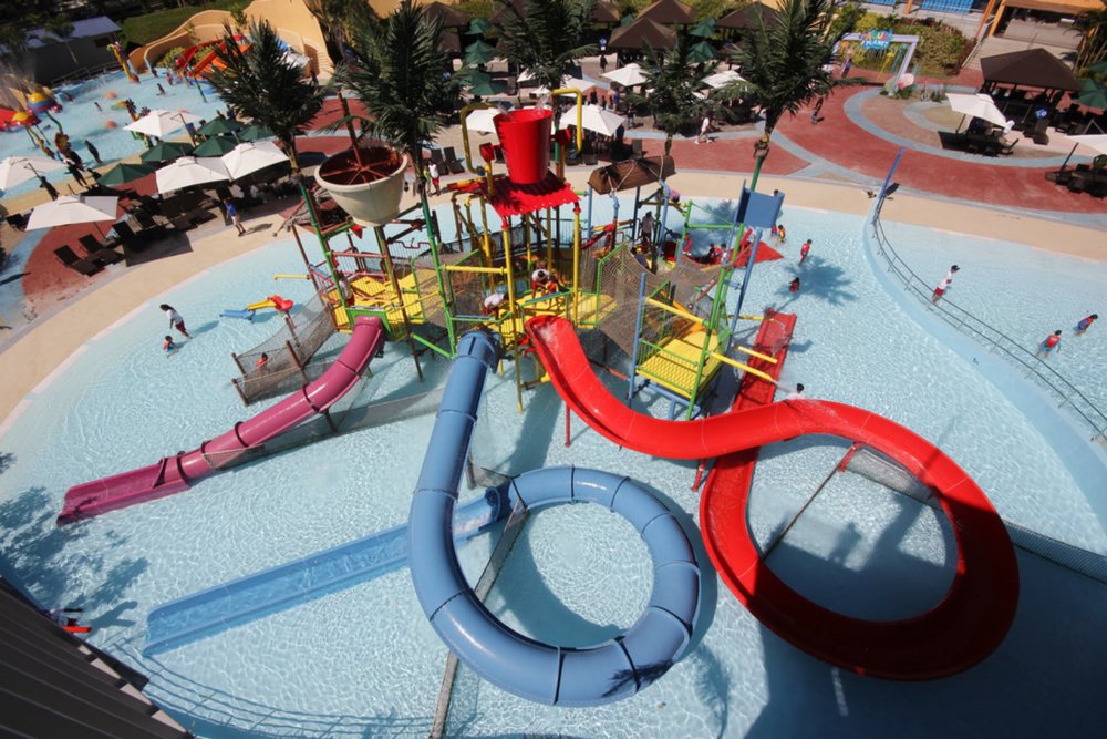 kiddie zone slides and pool at aqua planet clark