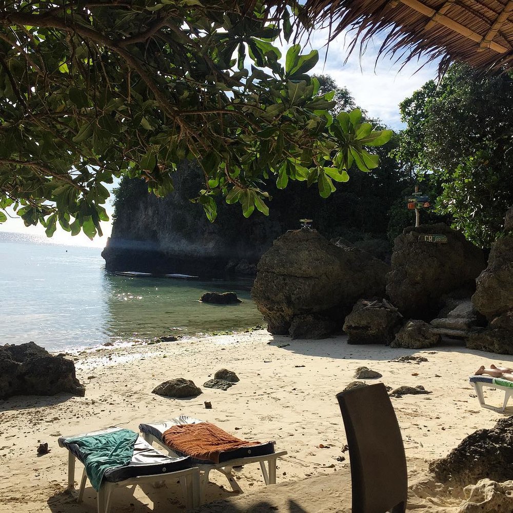 loungers by balinghai beach near boracay