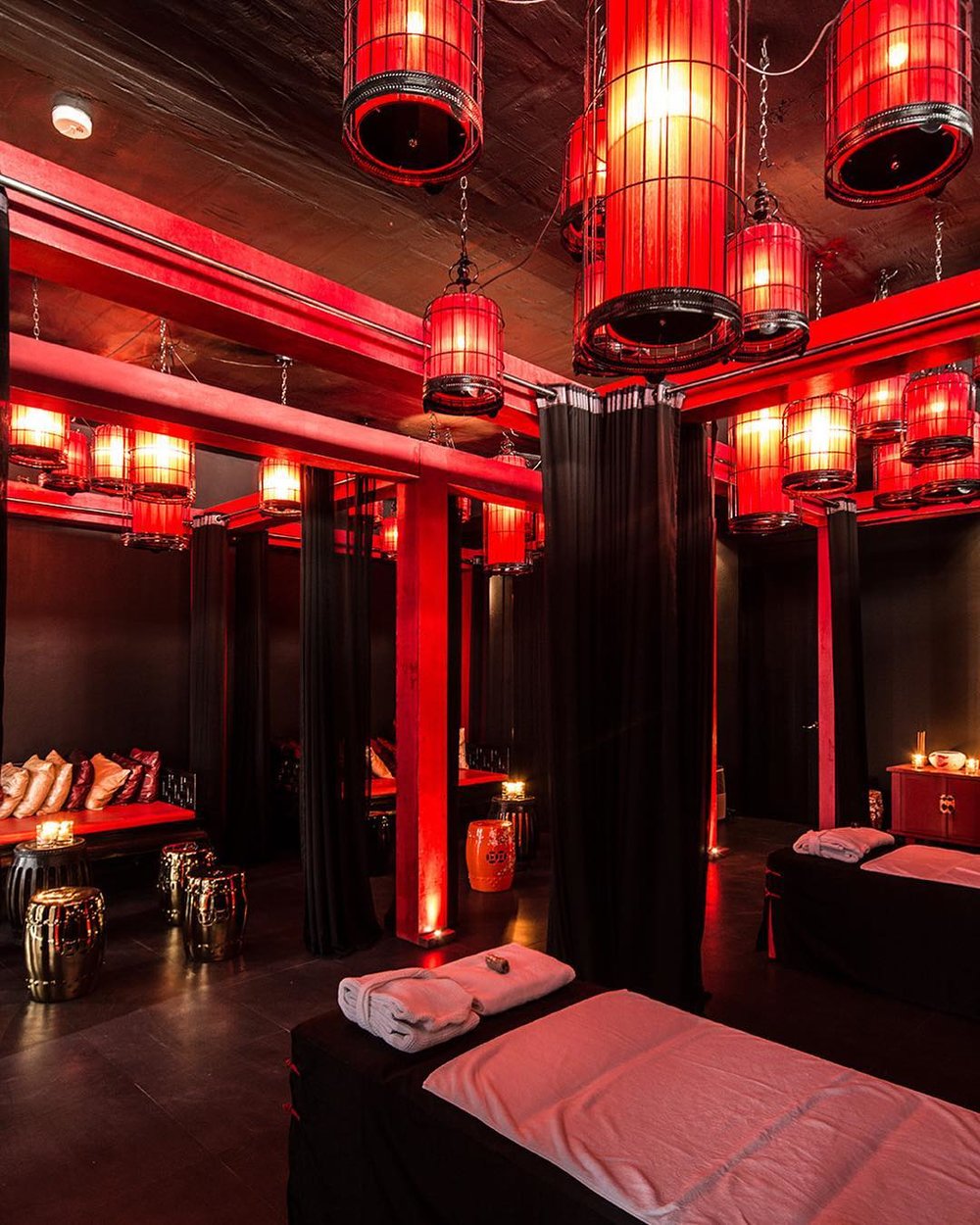 Spa area with red lighting