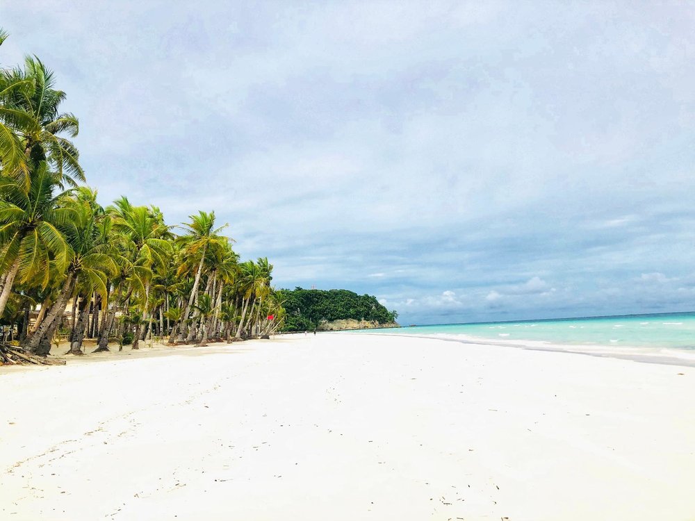 wide stretch of white sand