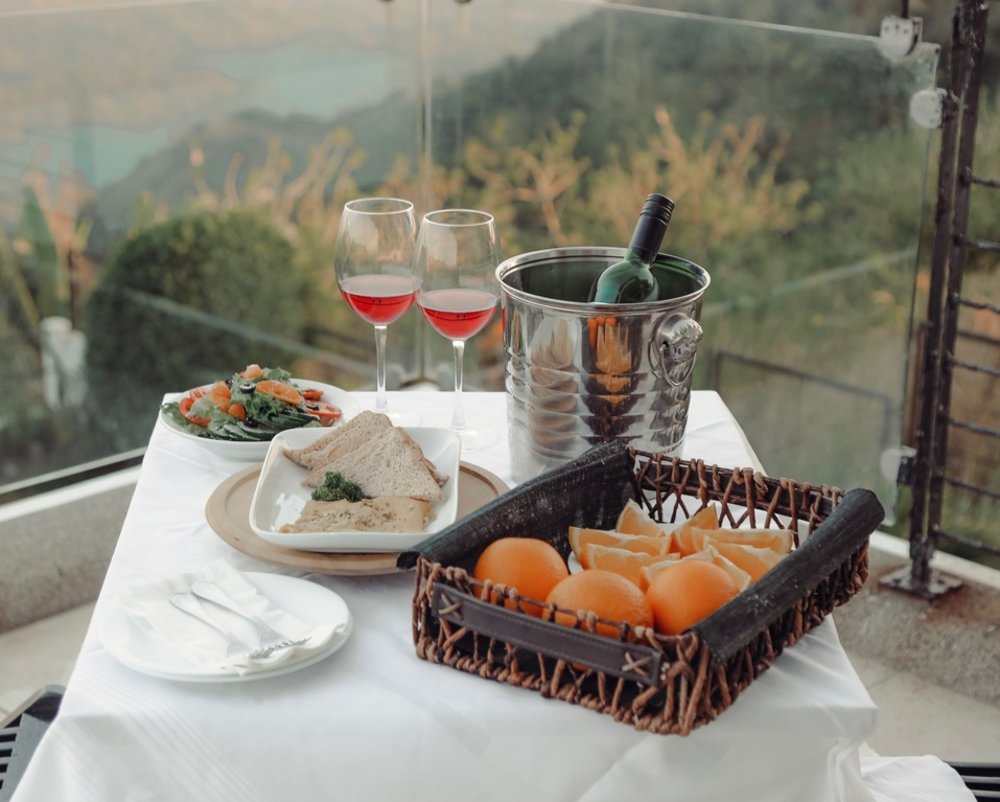 meal setup in the balcony