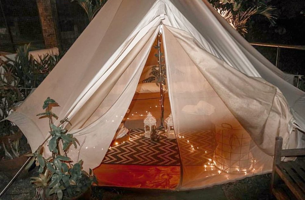 glamping at night