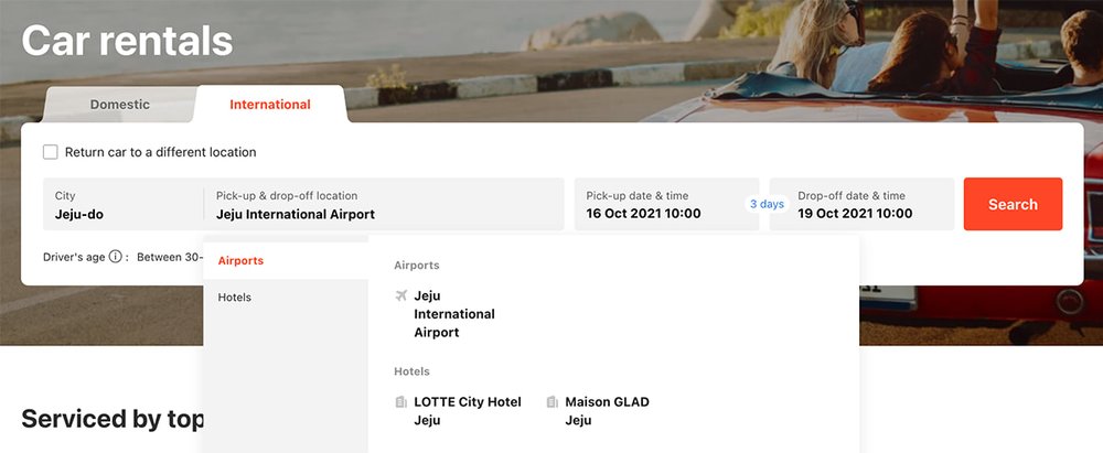 Find the best prices across top car rental brands when you book on Klook.