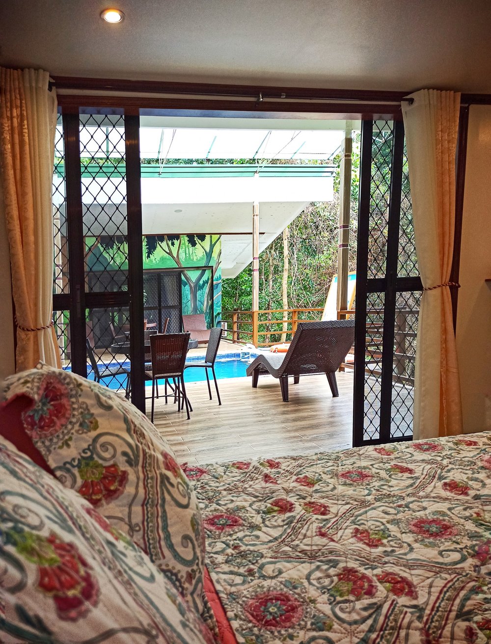room with direct access to pool