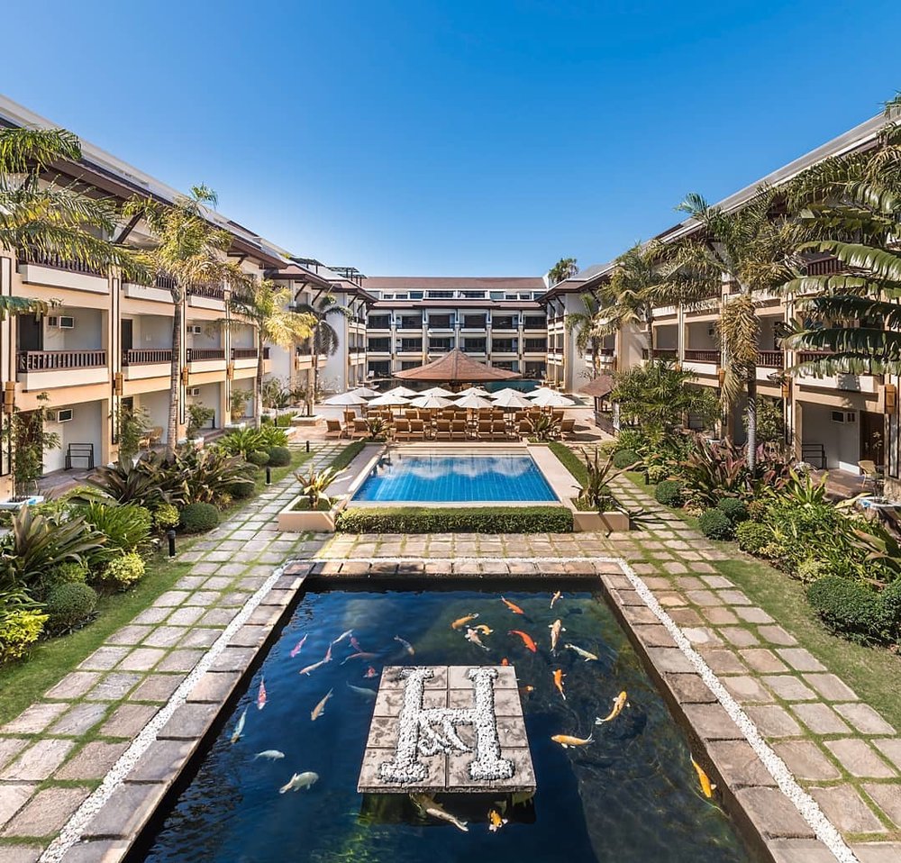 hotel koi pond and pool