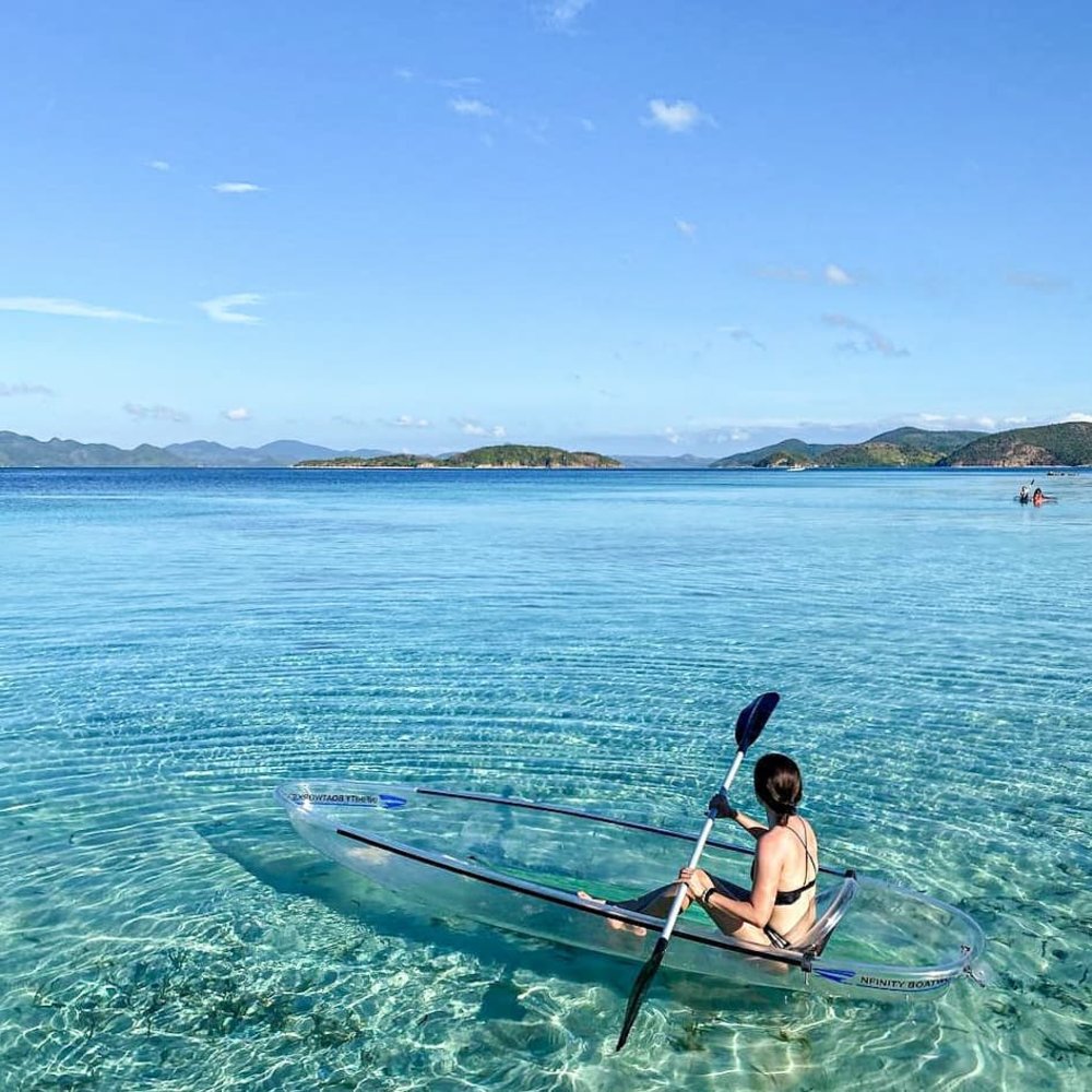 girl in transparent kayak