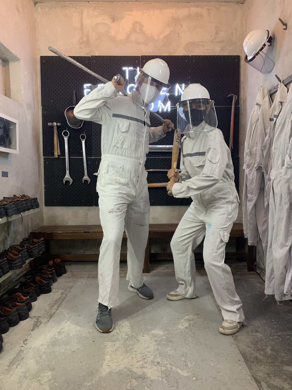 Blowing off steam at a smash room!