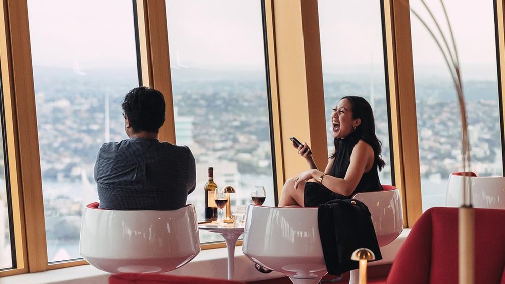 Bar 83’s luxurious interior exudes a romance. Image credits: @ bar83sydneytower on Instagram