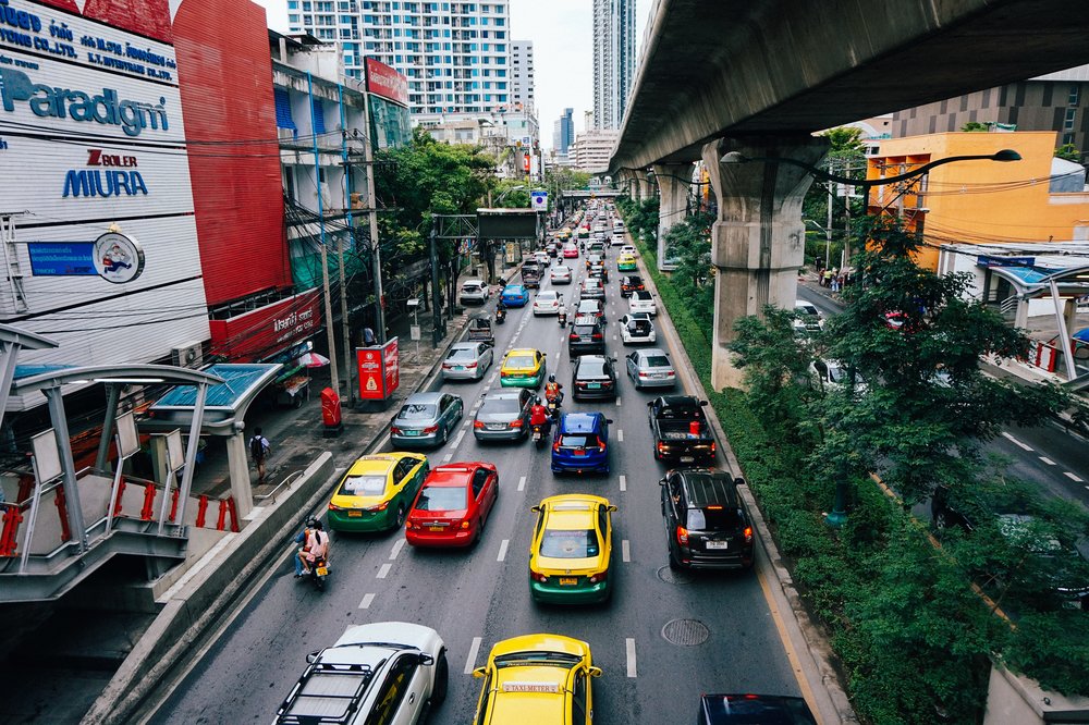 traffic jam in an asian city