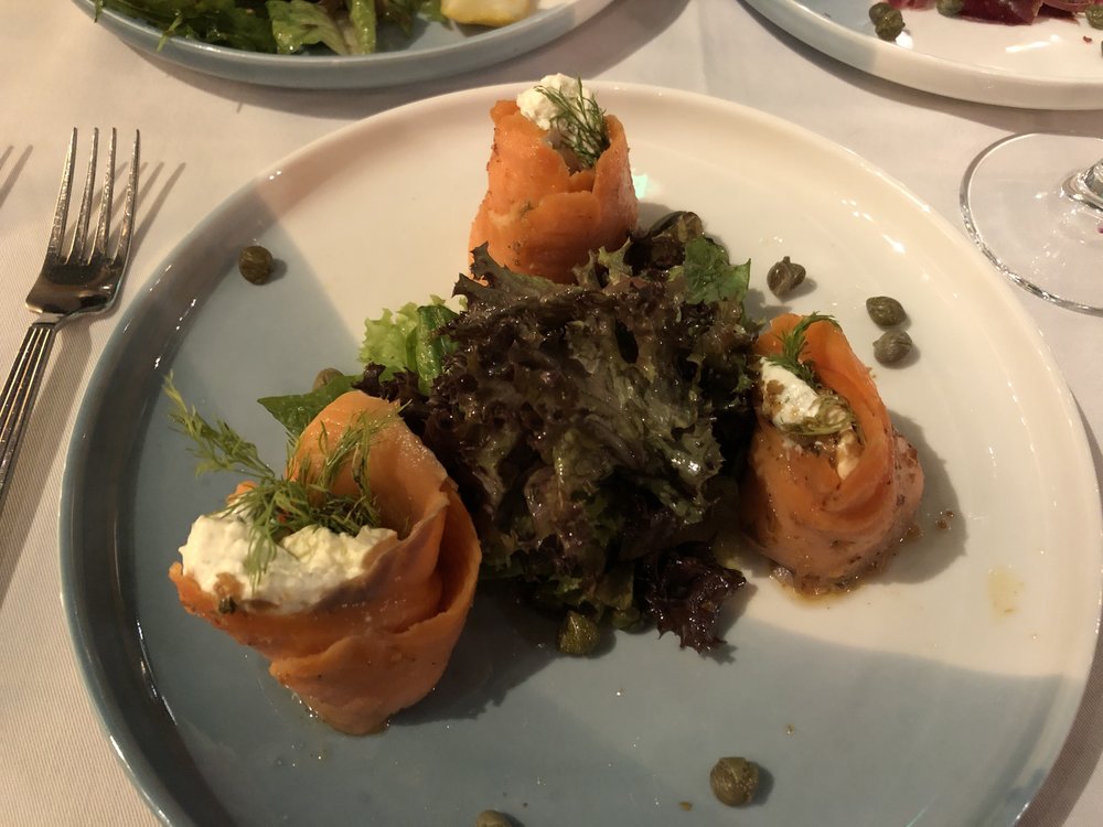 Smoked Salmon Roulade starter dish Pampas Boutique Steakhouse