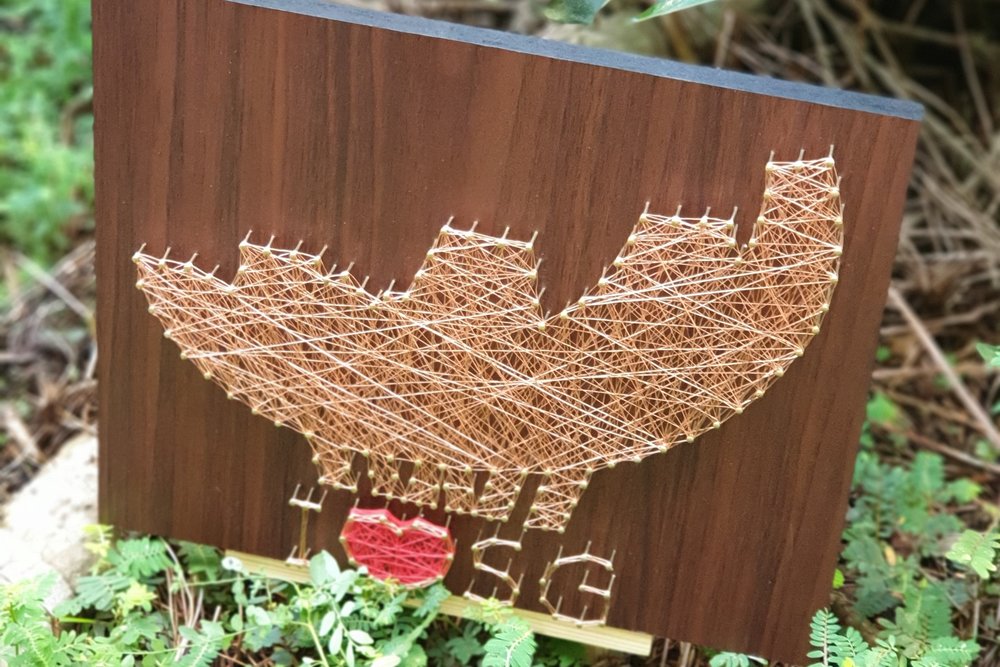 A finished landmark string art product
