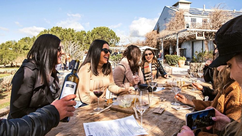 Catch up with friends over a bottle or two of organic red wine. Image credit: @lowefamilywineco on Instagram