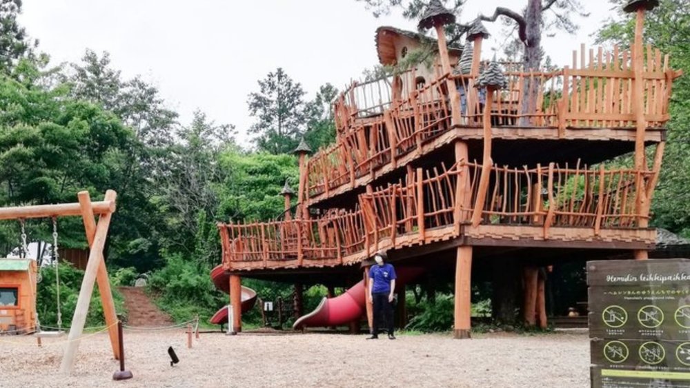 The Moominvalley playground definitely fits the forest backdrop!