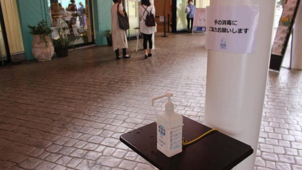 Stations with disinfectants are installed in various places.