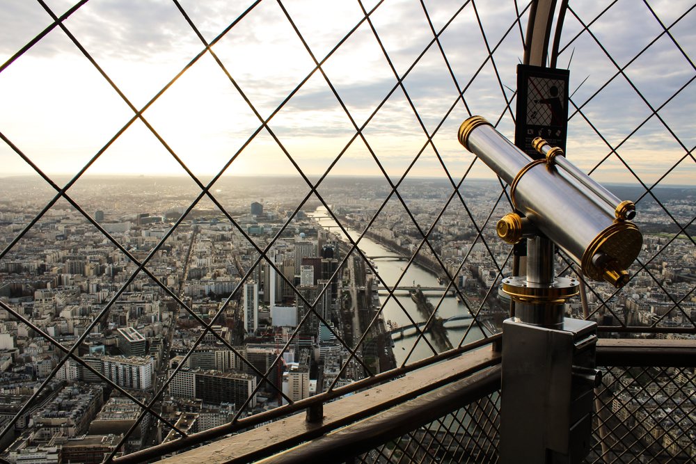 Enjoy uninterrupted views of the Parisian cityscape from the Eiffel Tower! Credit: Sam Williams on Unsplash