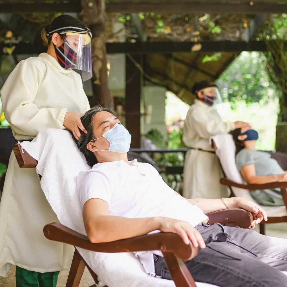 man enjoying massage