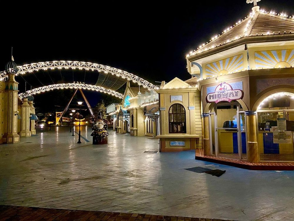 theme park at night
