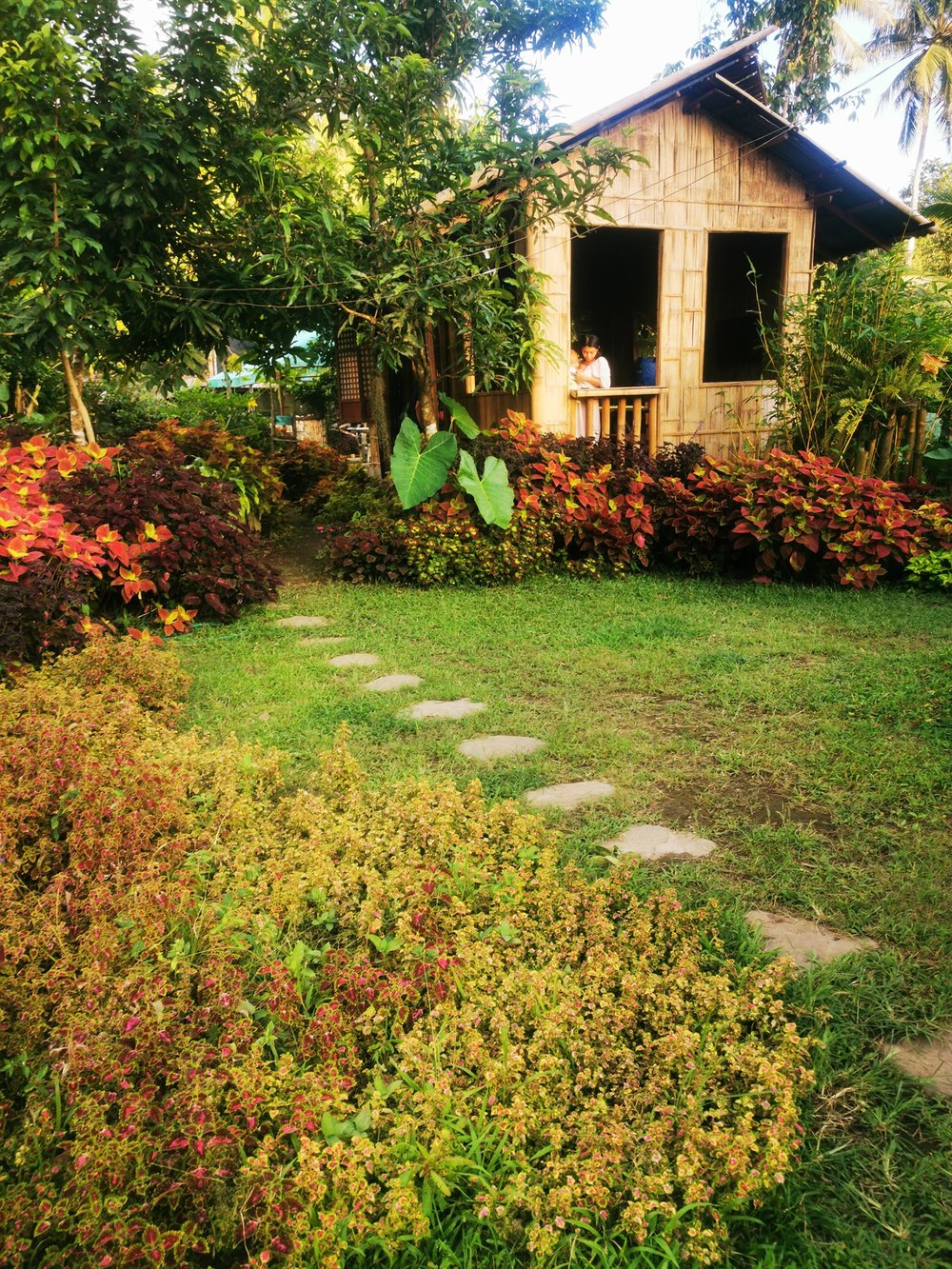 garden with bahay kubo