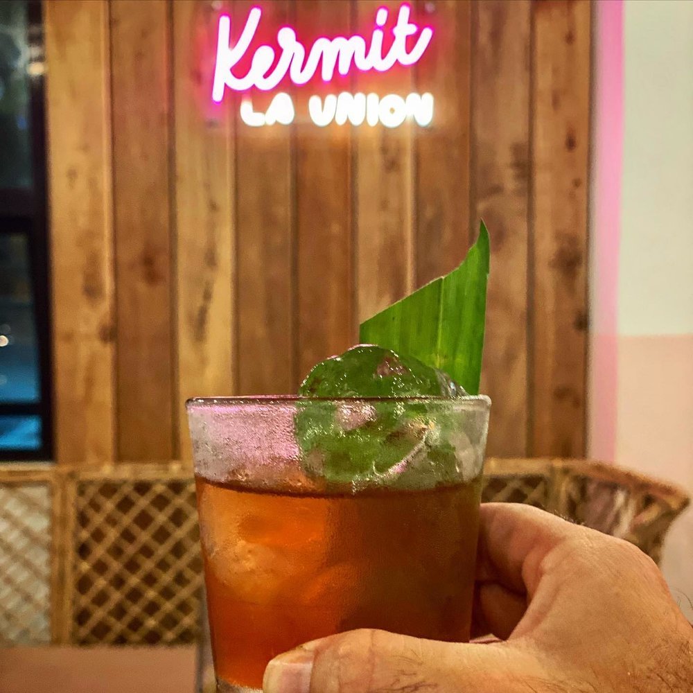 drink next to neon light