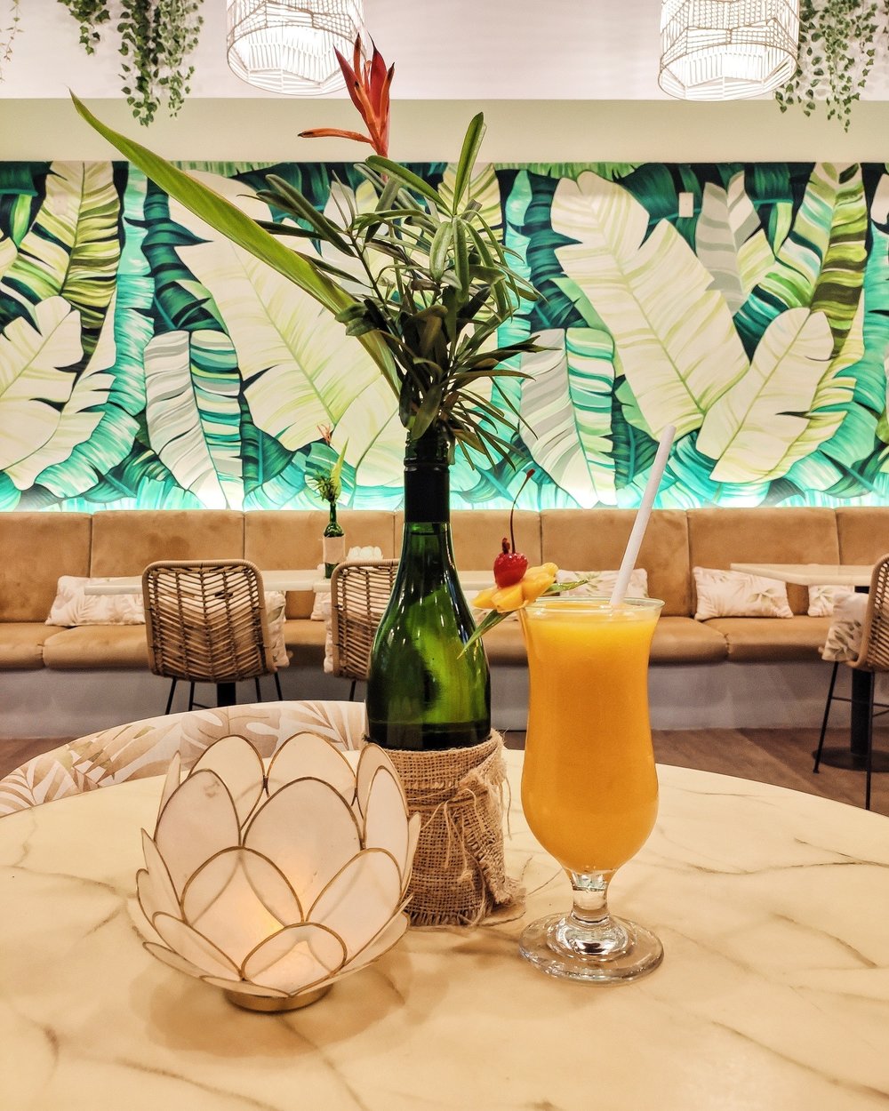 mango shake in restaurant