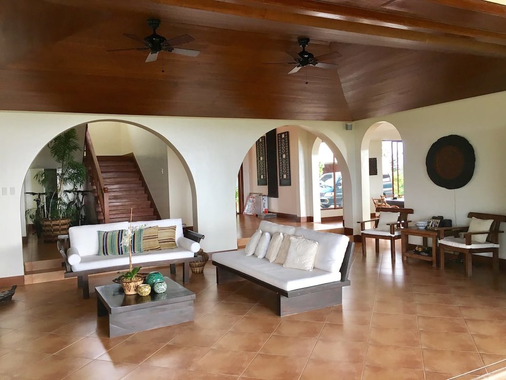 white wall arches in living room