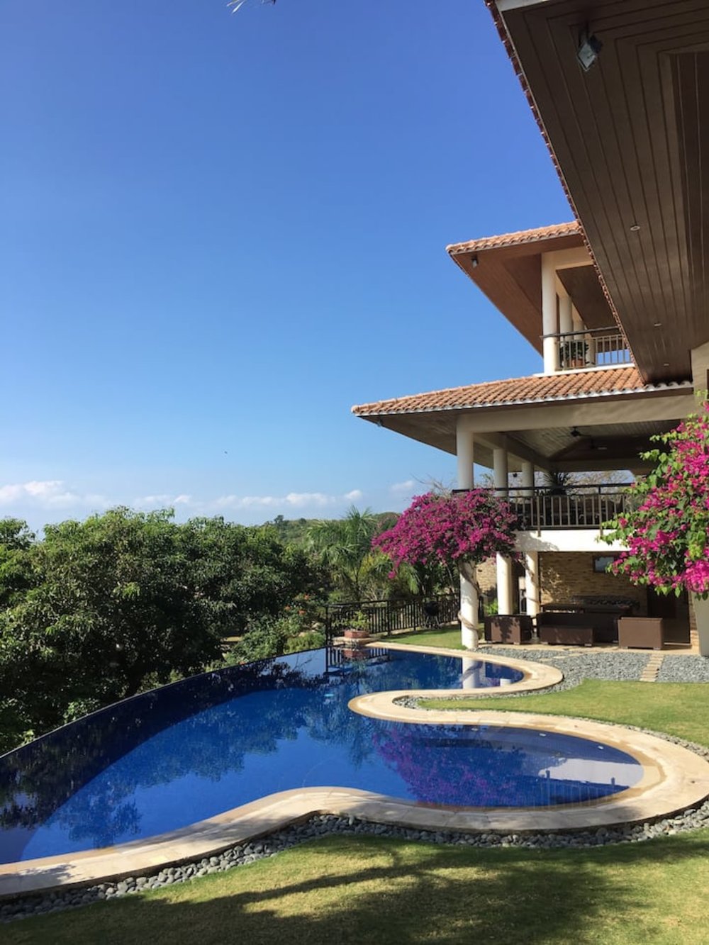 pool and garden area