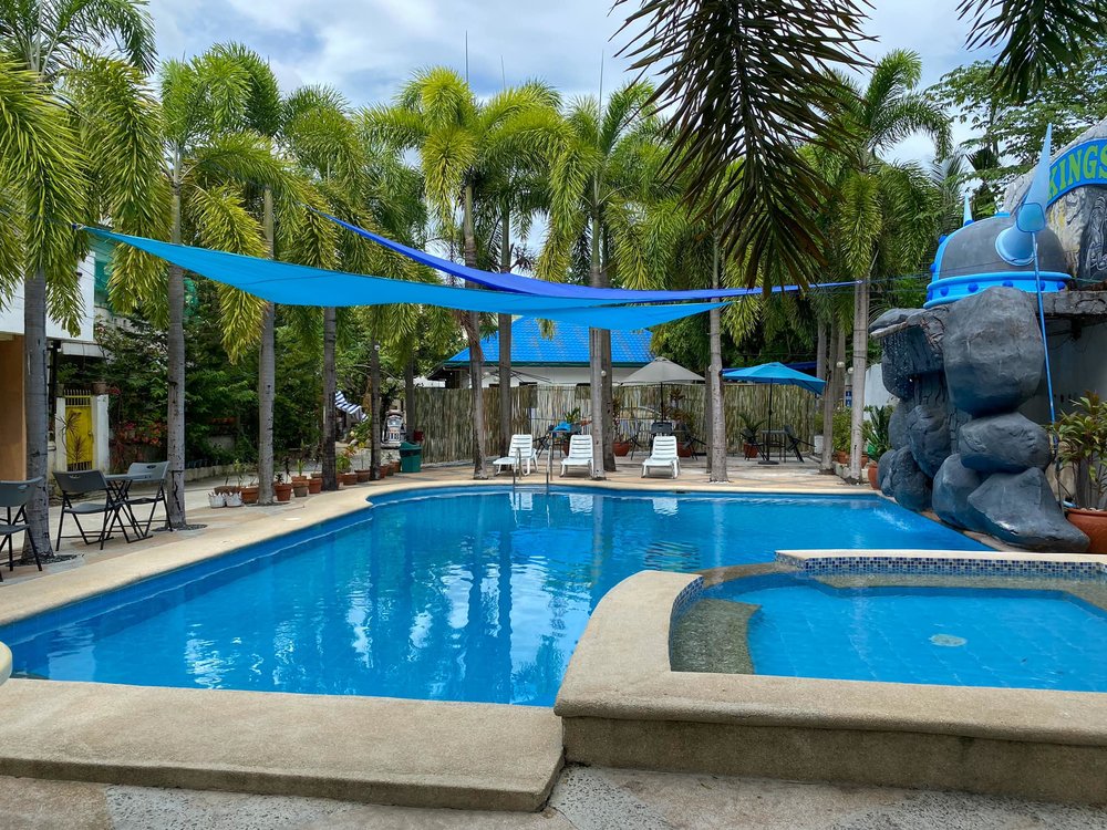 pool area with rock formation