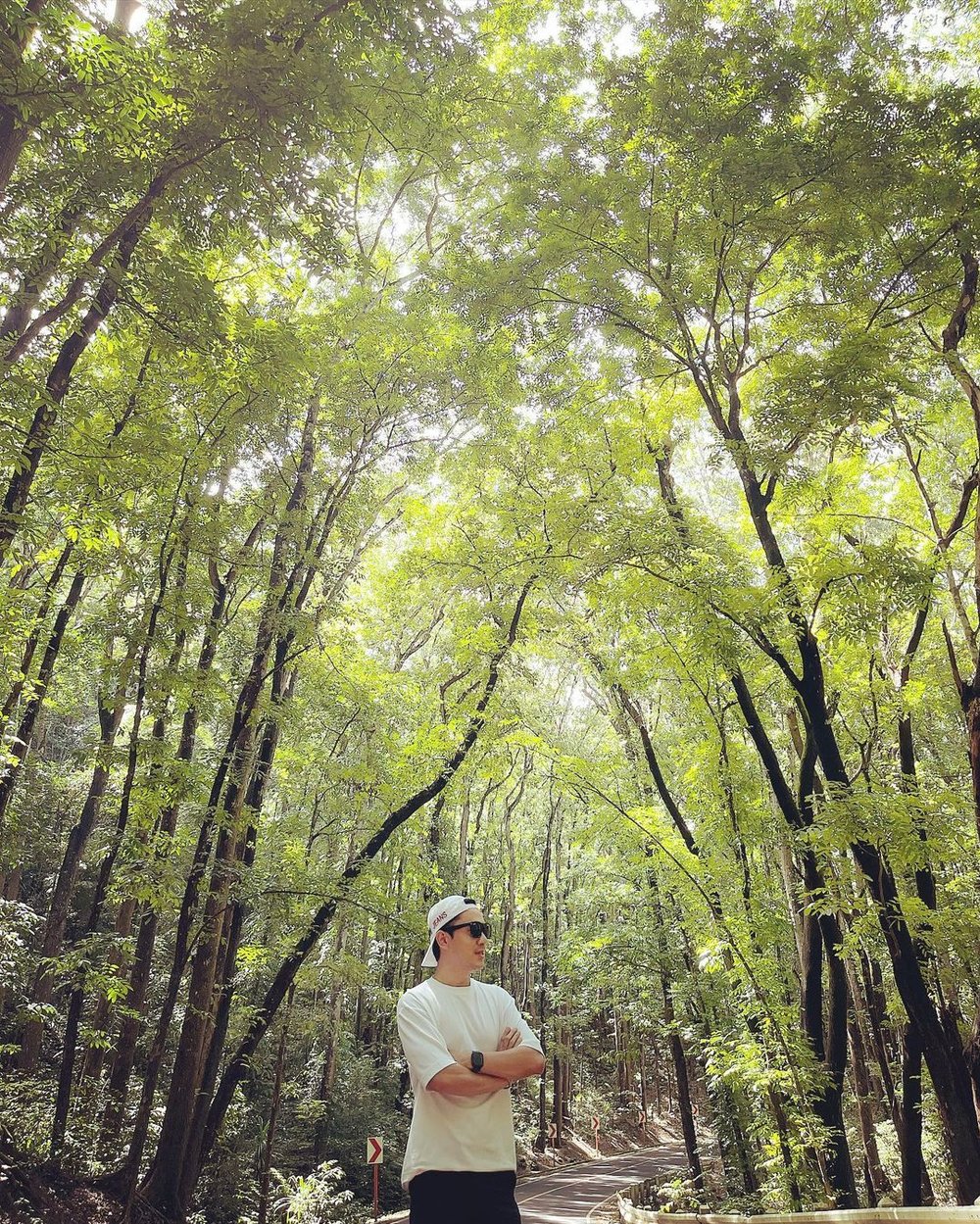 man wearing white in man made forest