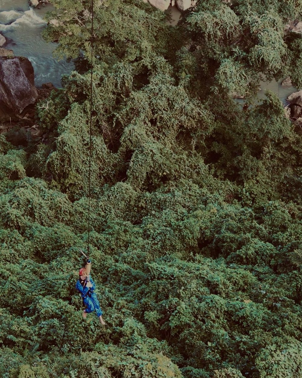 woman bungee jumping