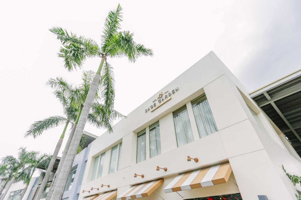 white building with restaurant sign