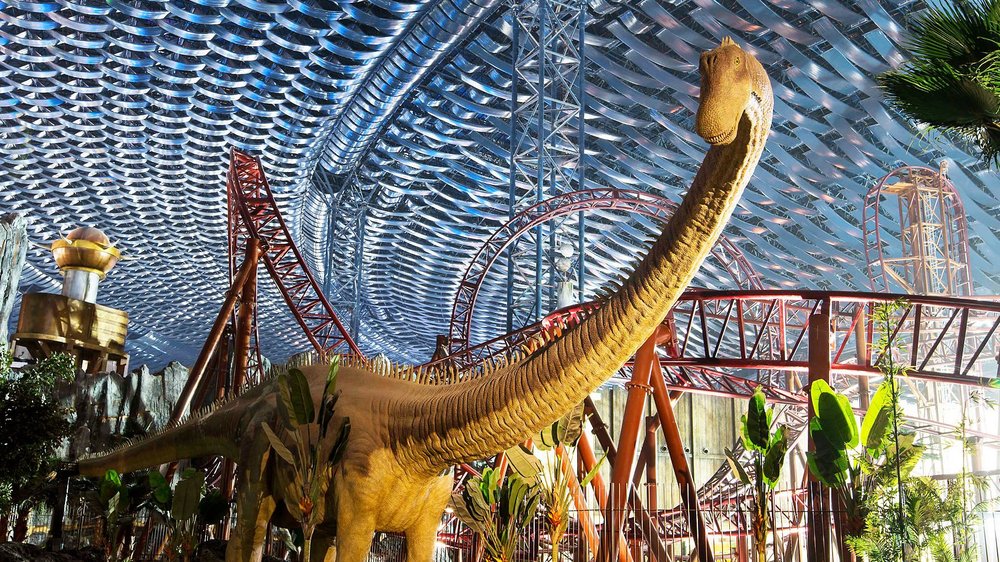 dinosaur statue at img worlds of adventure dubai