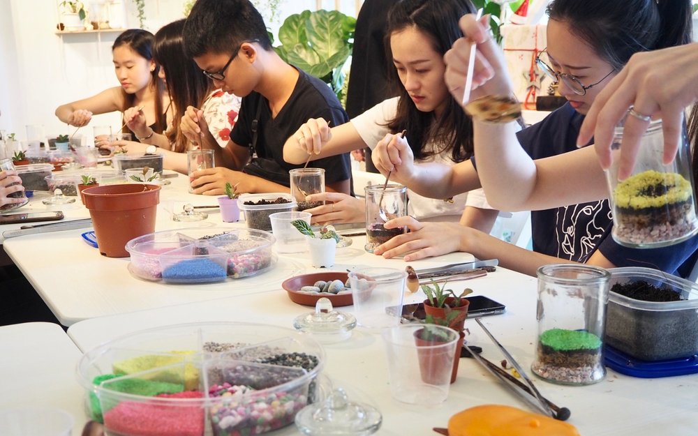 Participants at the Rainforest Terrarium Workshop