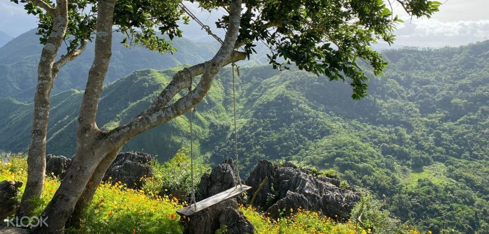cliffside with swing set