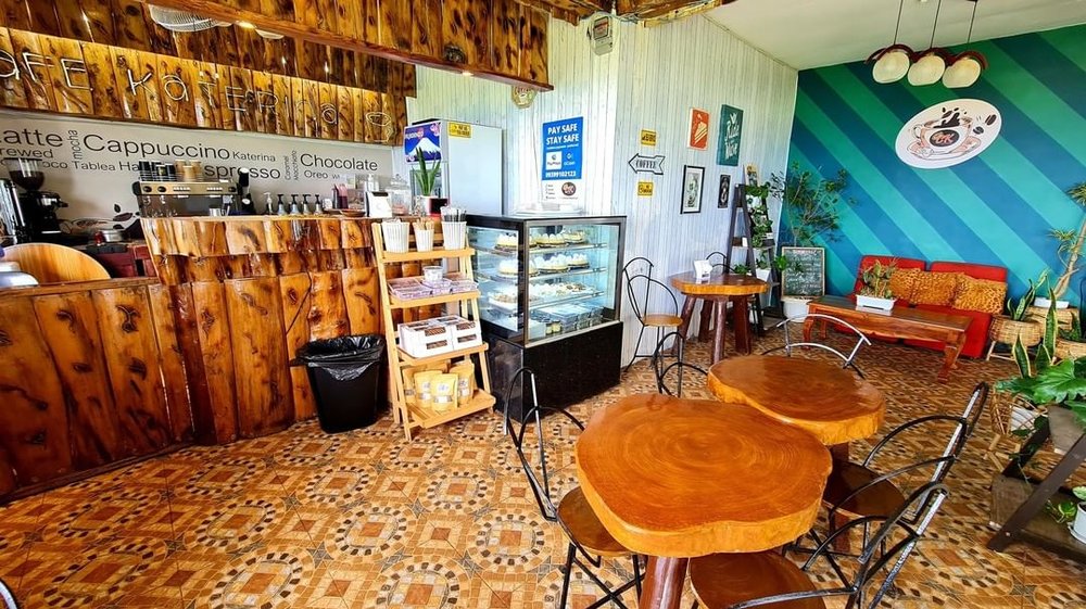 cafe with wooden furniture