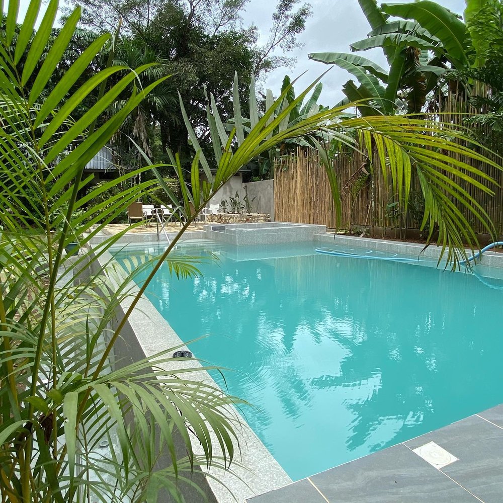 pool in backyard farm area
