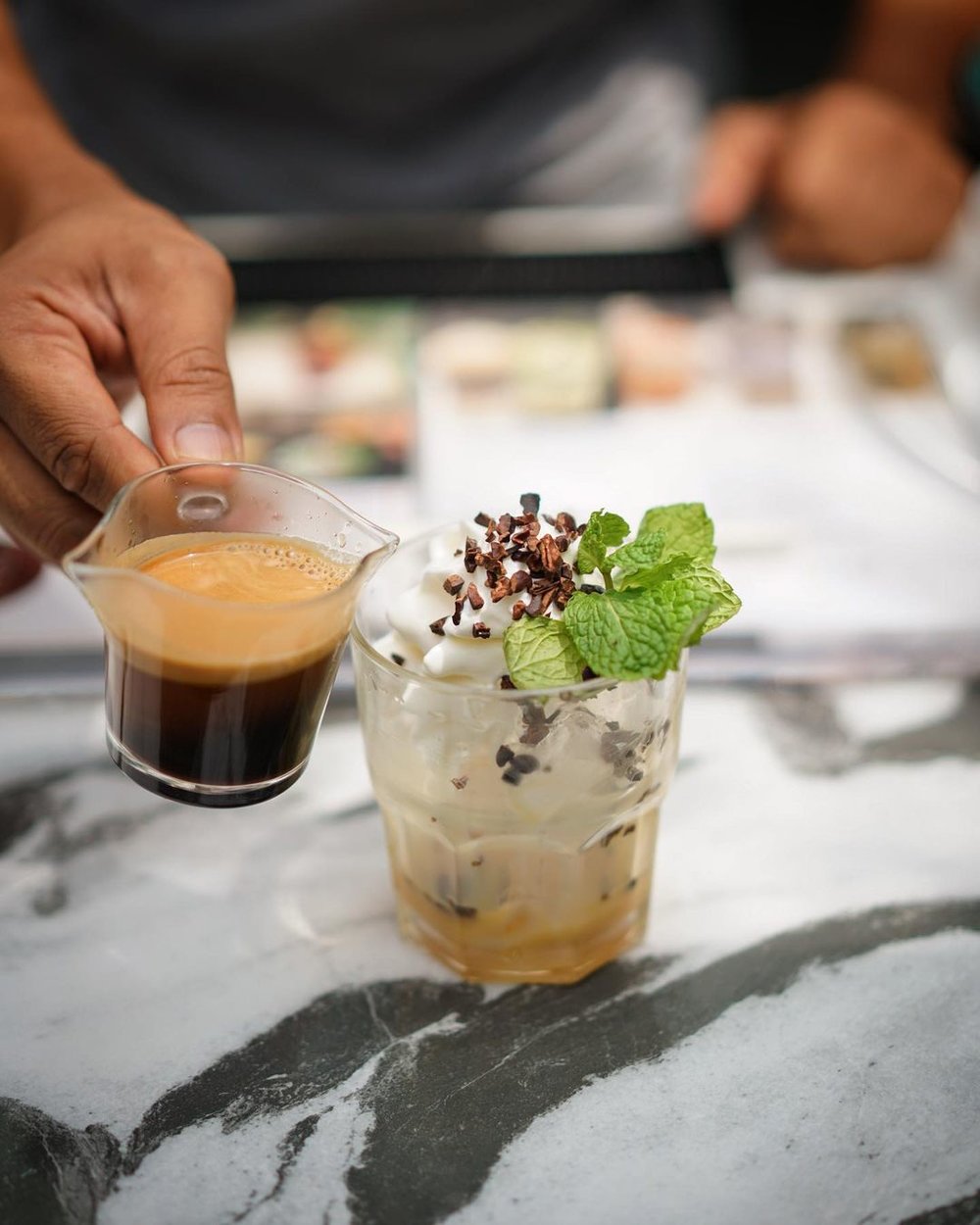 artisanal coffee with whipped cream