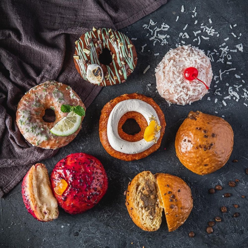 top view of doughnuts 