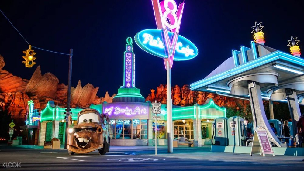 Meet Lightning McQueen, Mater, and the rest of the Cars squad at Disneyland California Adventure Park.