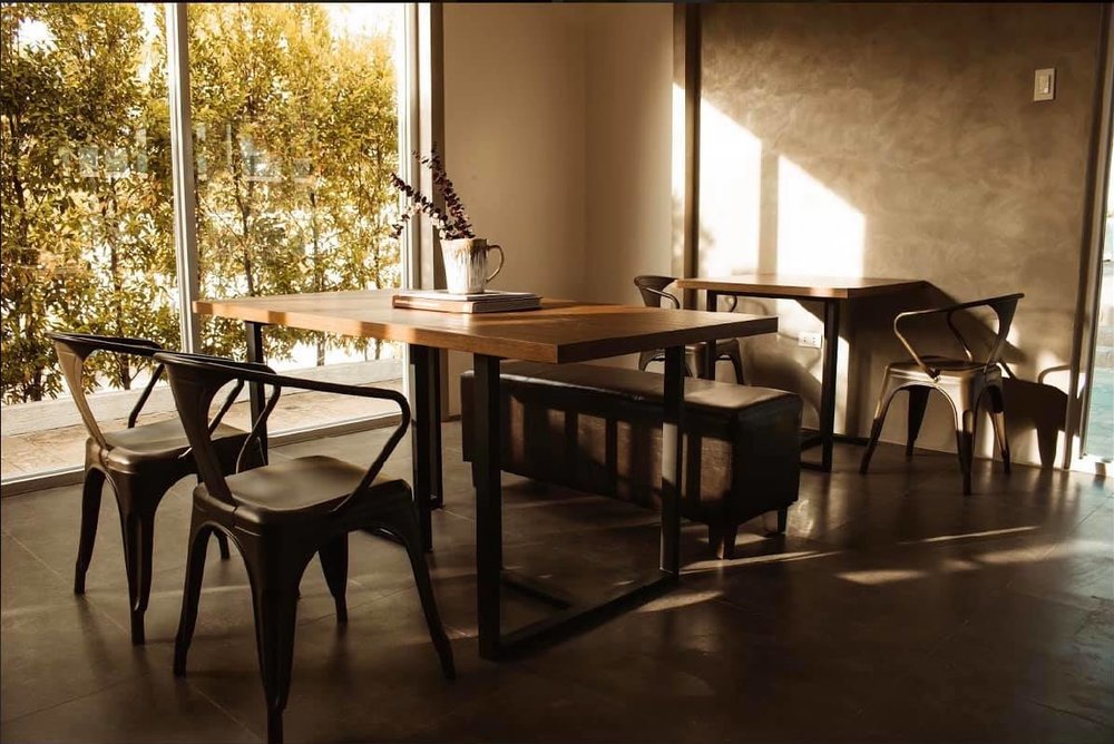 restaurant with afternoon sunlight