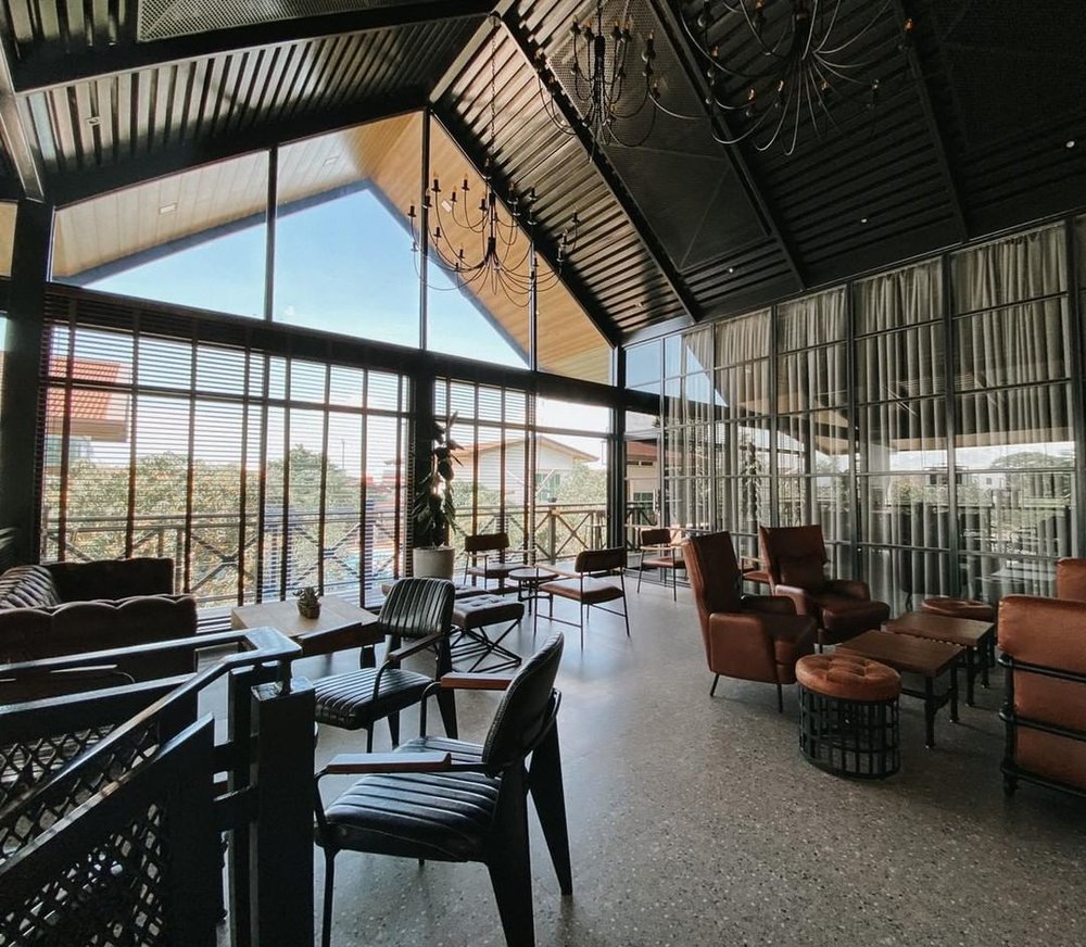 dark colored interiors in cafe