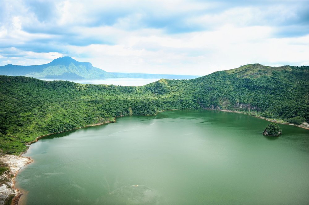 aerial shot of taal lake