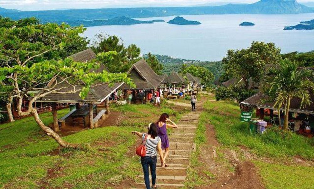 aerial shot of picnic area by taal lake