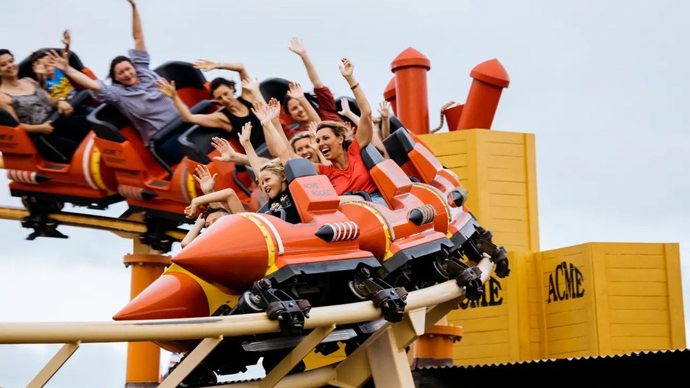 Feel the adrenaline rush at the 355-metre long Road Runner Roller Coaster.