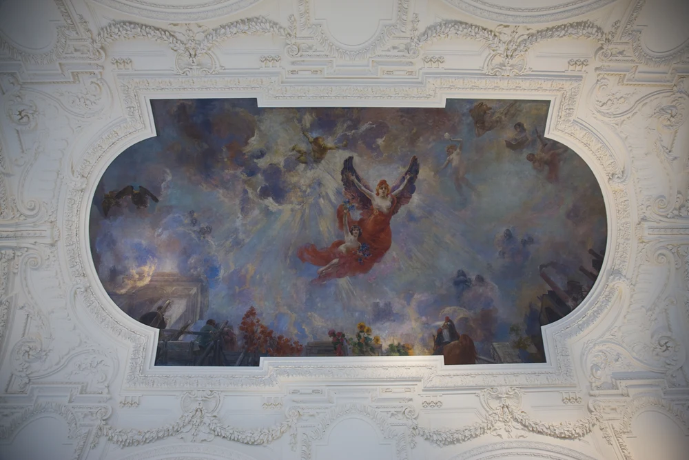 ceiling fresco painting at the petit palais in paris