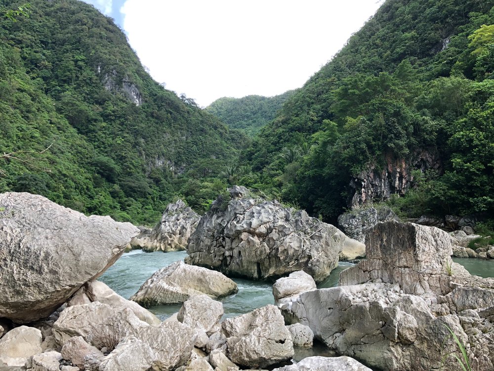 rock formation by river