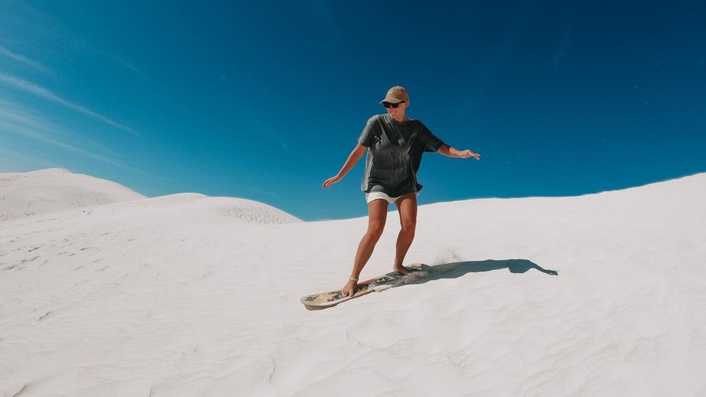 Feel the thrill as you sandboard down the Lancelin Sand Dunes. Credits: @_lord_morsey_