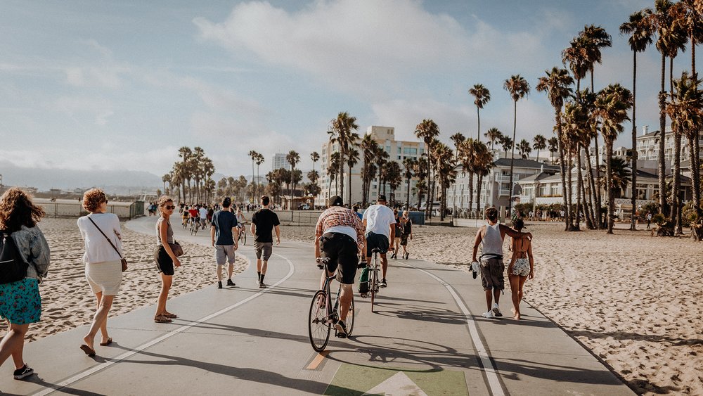 Swim, skateboard, stroll, or ride a bike—anything goes at Venice Beach. Credit: Lukas Geck